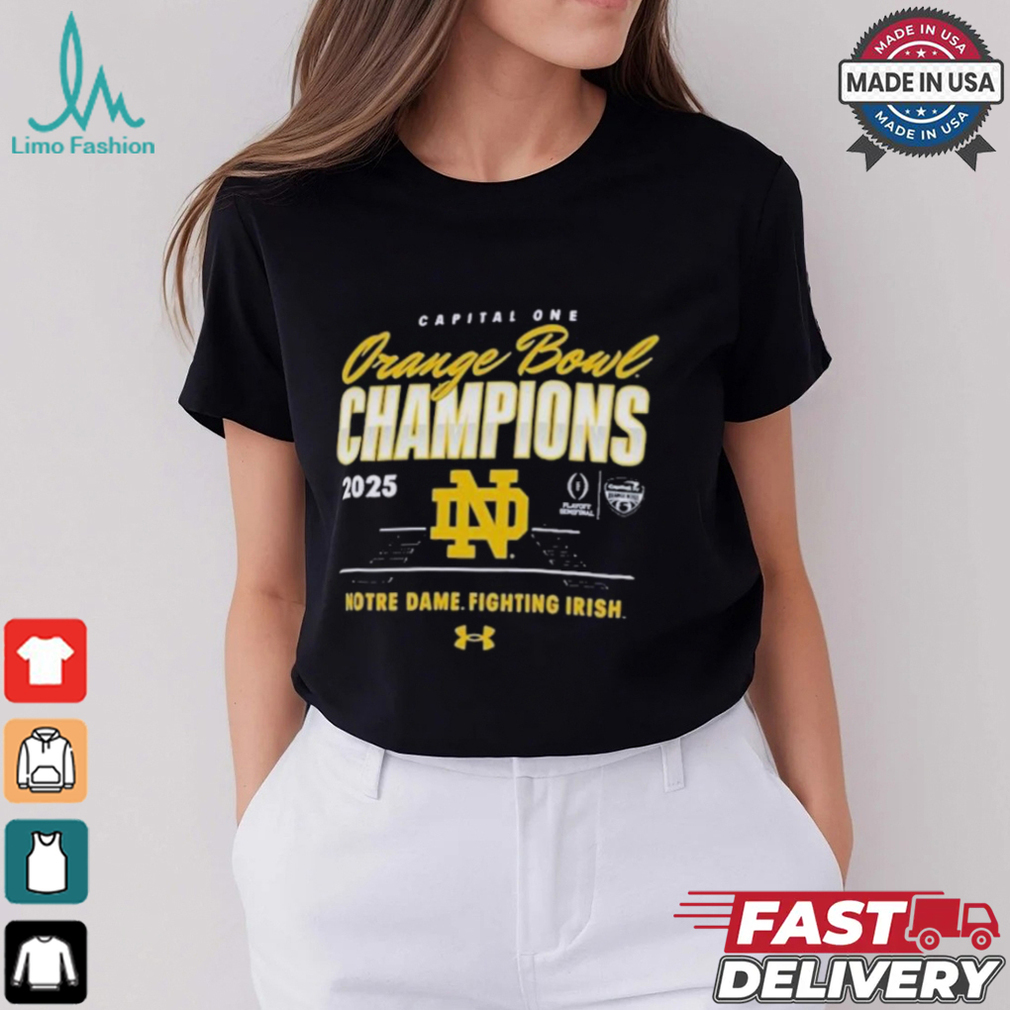 Notre Dame Fighting Irish Under Armour College Football Playoff 2025 Capital One Orange Bowl Champions T Shirt Notre Dame Fighting Irish Under Armour College Football Playoff 2025 Capital One Orange Bowl Champions T Shirt