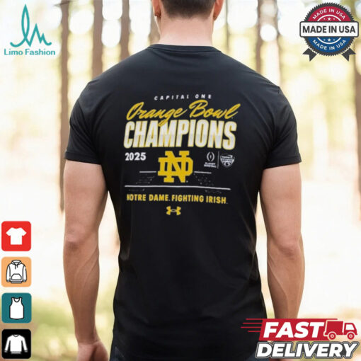 Notre Dame Fighting Irish Under Armour College Football Playoff 2025 Capital One Orange Bowl Champions T Shirt