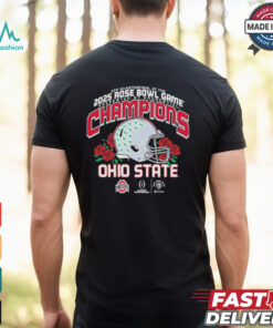 Ohio State Buckeyes College Football Playoff Quarterfinal At The 2025 Rose Bowl Champions Helmet T Shirt
