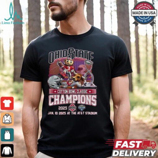 Ohio State Buckeyes Cotton Bowl Classic Champions 2025 Jan 10 2025 Mascot Shirt