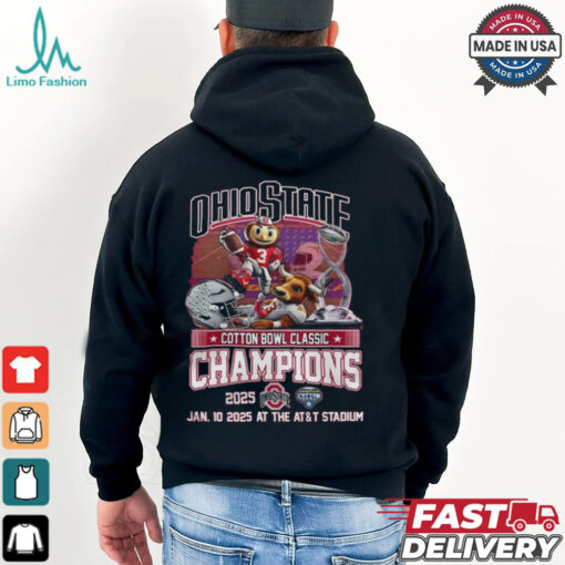 Ohio State Buckeyes Cotton Bowl Classic Champions 2025 Jan 10 2025 Mascot Shirt