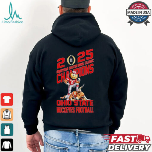 Ohio State Buckeyes Defeat Texas Longhorns Mascot Goodyear Cotton Bowl Classic Champions NCAA Bowl Games Season 2024 2025 T Shirt