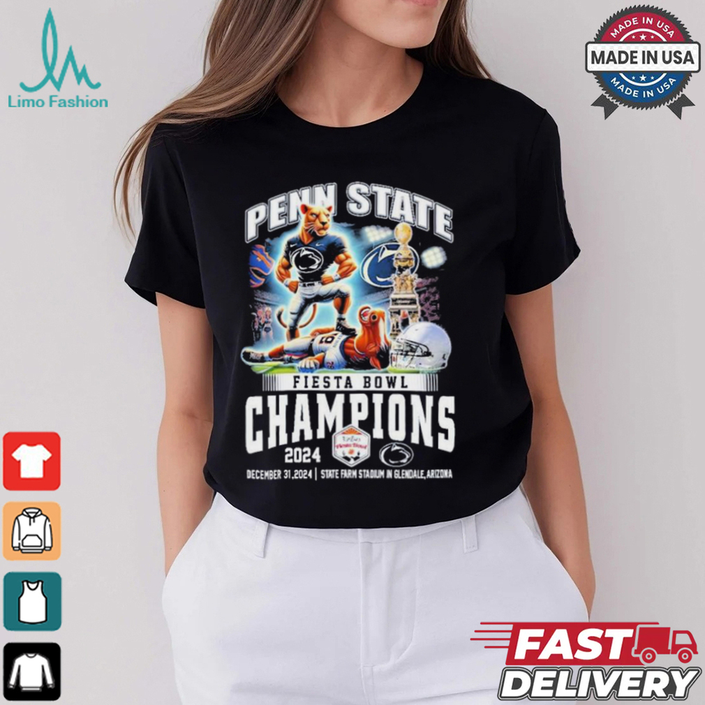Penn State Nittany Lions Denver Broncos Fiesta Bowl Champions 2025 Mascot T shirt Penn State Nittany Lions Denver Broncos Fiesta Bowl Champions 2025 Mascot T shirt