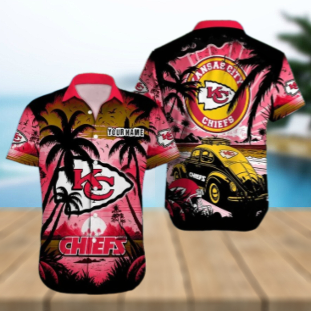 Personalized Kansas City Chiefs Retro Beach Hawaiian Shirt Personalized Kansas City Chiefs Retro Beach Hawaiian Shirt