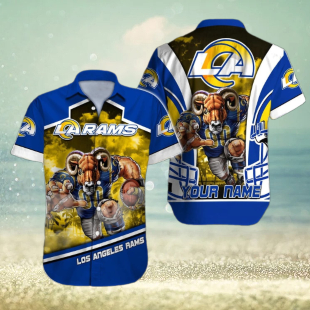 Personalized Los Angeles Rams Fierce Mascot Hawaiian Shirt Personalized Los Angeles Rams Fierce Mascot Hawaiian Shirt
