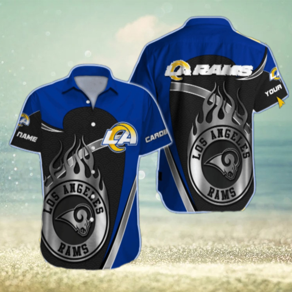 Personalized Los Angeles Rams Silver Flame Hawaiian Shirt Personalized Los Angeles Rams Silver Flame Hawaiian Shirt