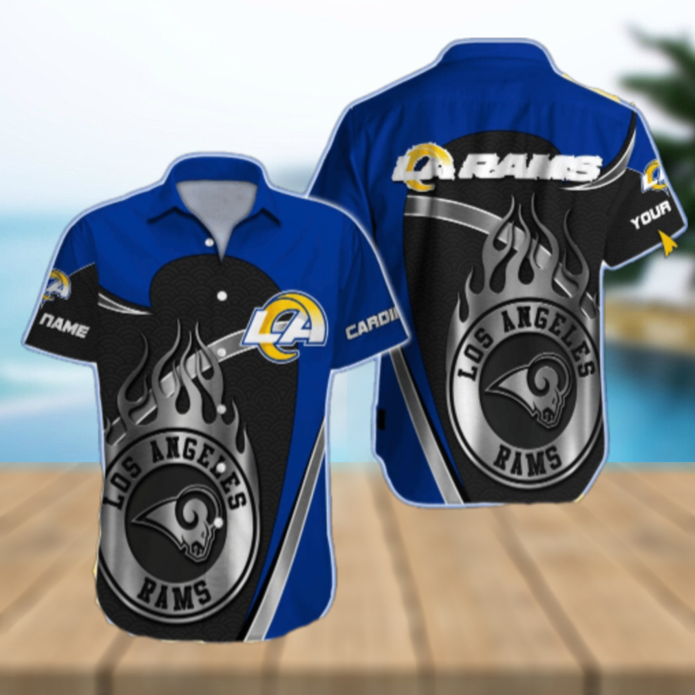 Personalized Los Angeles Rams Silver Flame Hawaiian Shirt Personalized Los Angeles Rams Silver Flame Hawaiian Shirt