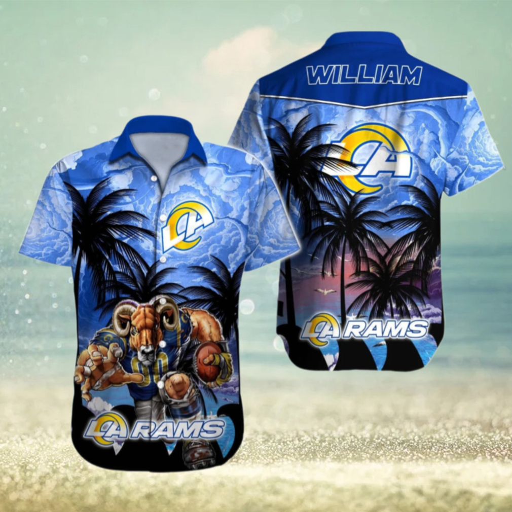 Personalized Los Angeles Rams Stormy Sunset Hawaiian Shirt Personalized Los Angeles Rams Stormy Sunset Hawaiian Shirt