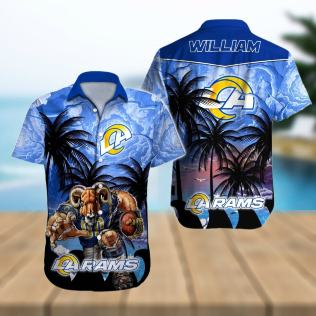 Personalized Los Angeles Rams Stormy Sunset Hawaiian Shirt Personalized Los Angeles Rams Stormy Sunset Hawaiian Shirt