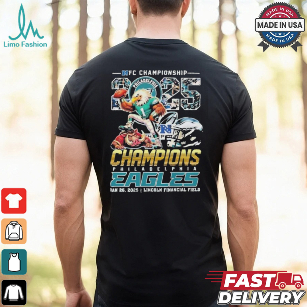 Philadelphia Eagles Beat Washington Commanders NFC Champions 2025 Mascot T shirts Philadelphia Eagles Beat Washington Commanders NFC Champions 2025 Mascot T shirts