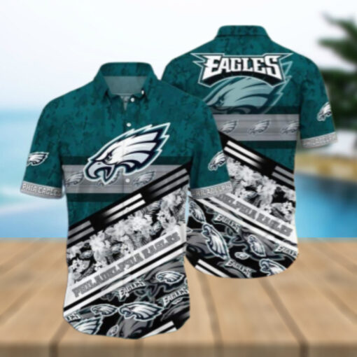 Philadelphia Eagles Bold Floral Stripes Hawaiian Shirt