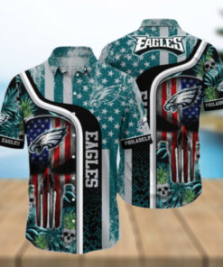 Philadelphia Eagles Patriotic Skull Hawaiian Shirt