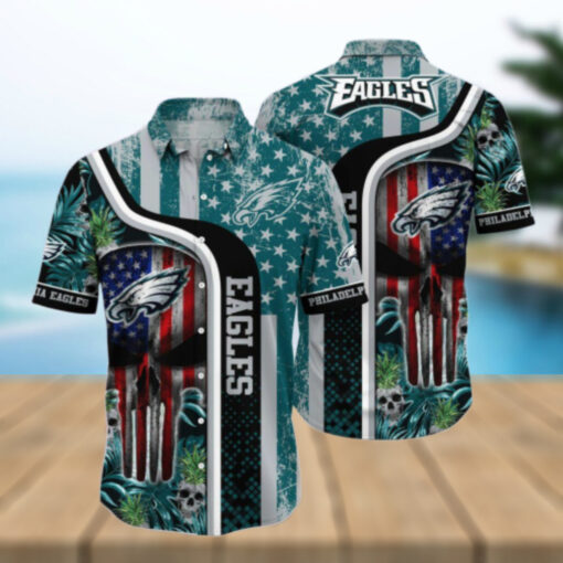 Philadelphia Eagles Patriotic Skull Hawaiian Shirt