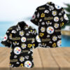 Pittsburgh Steelers Floral Black Hawaiian Shirt