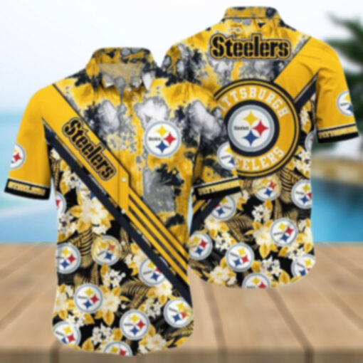 Pittsburgh Steelers Floral Storm Hawaiian Shirt