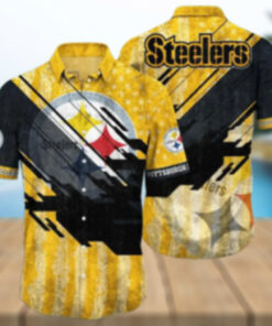 Pittsburgh Steelers Grunge Stripes Hawaiian Shirt
