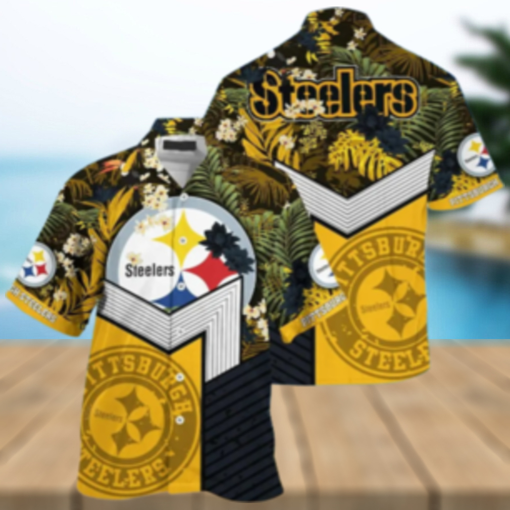 Pittsburgh Steelers Jungle Bloom Hawaiian Shirt Pittsburgh Steelers Jungle Bloom Hawaiian Shirt