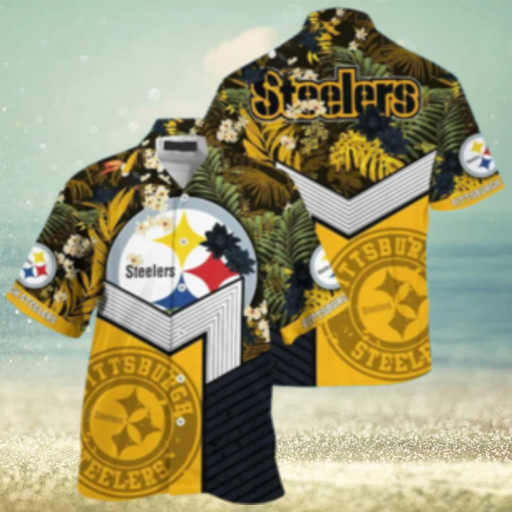 Pittsburgh Steelers Jungle Bloom Hawaiian Shirt Pittsburgh Steelers Jungle Bloom Hawaiian Shirt