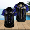 Ravens Night – Sleek Baltimore Ravens Hawaiian Shirt With Dark Abstract Design