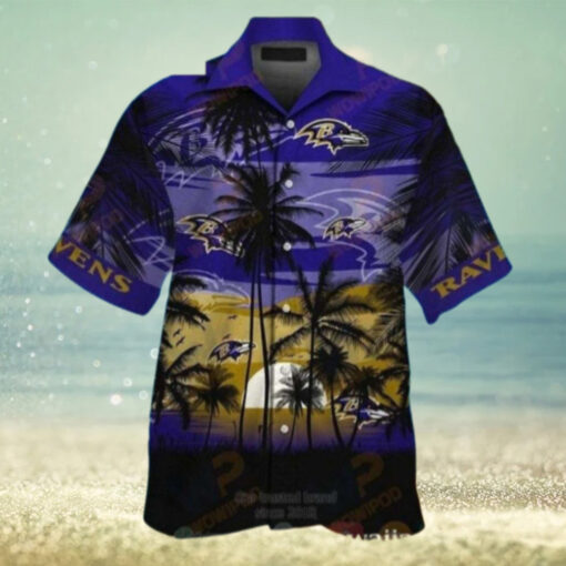 Ravens Sunset Paradise – Tropical Baltimore Hawaiian Shirt