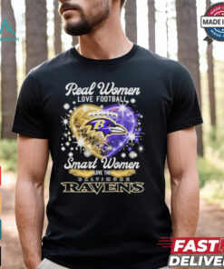 Real Women Love Football Smart Women Love The Baltimore Ravens Heart T Shirt
