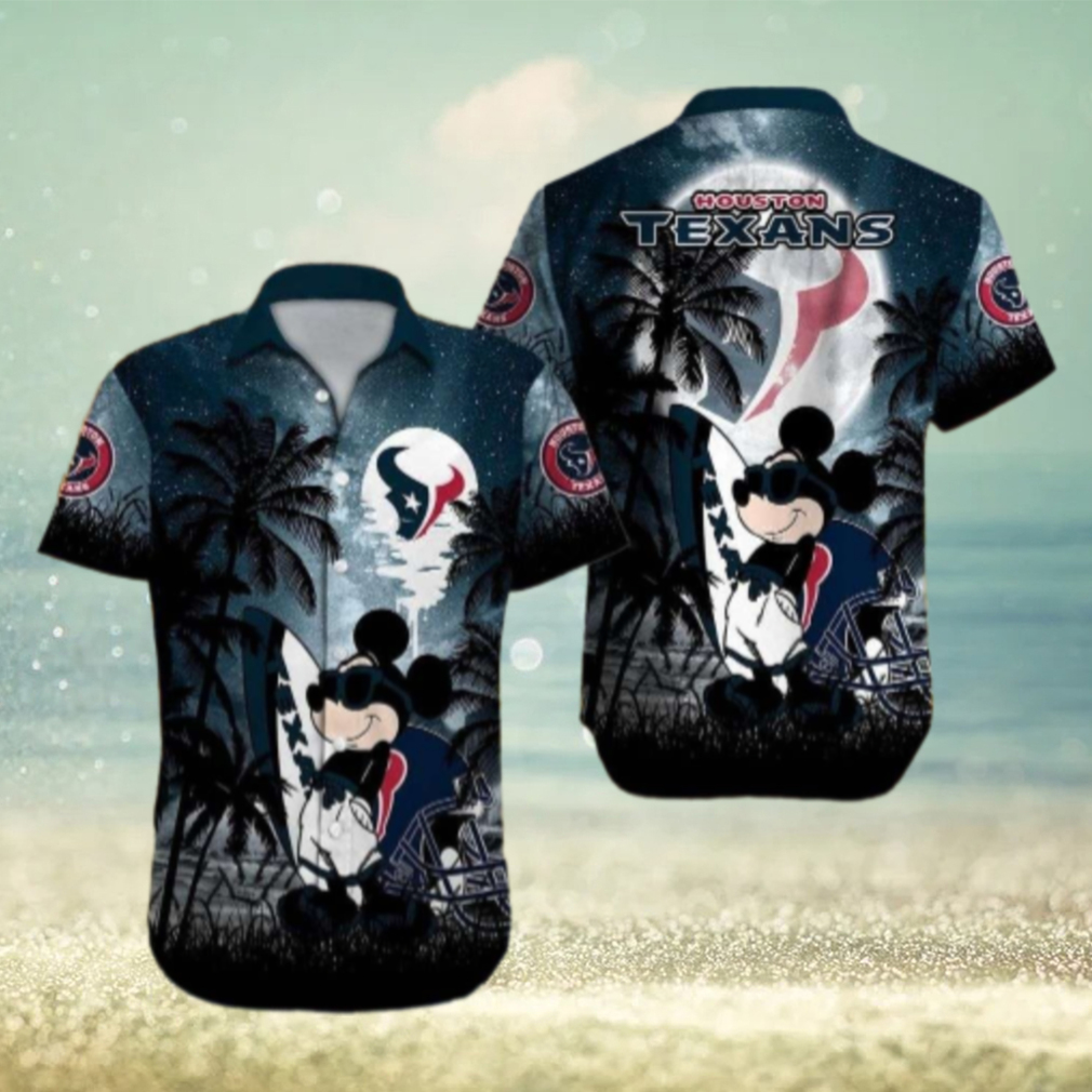 Romantic Beachside Cartoon Characters Houston Texans Mickey Hawaiian Shirt Romantic Beachside Cartoon Characters Houston Texans Mickey Hawaiian Shirt