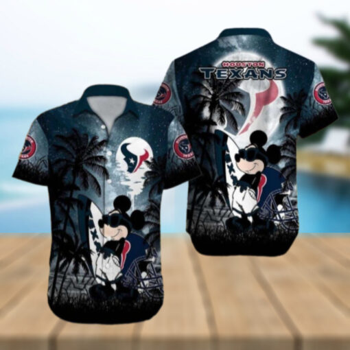 Romantic Beachside Cartoon Characters Houston Texans Mickey Hawaiian Shirt