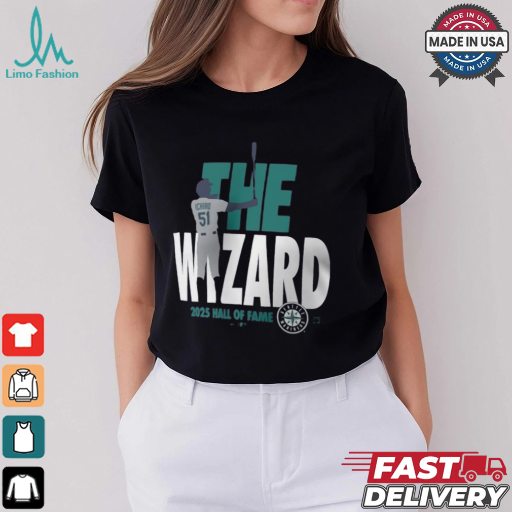 Seattle Mariners Ichiro Suzuki 2025 The Wizard National Baseball Hall of Fame Legend t shirt Seattle Mariners Ichiro Suzuki 2025 The Wizard National Baseball Hall of Fame Legend t shirt