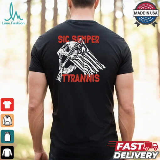 Sic Semper Tyrannis Skull America Flag T Shirt
