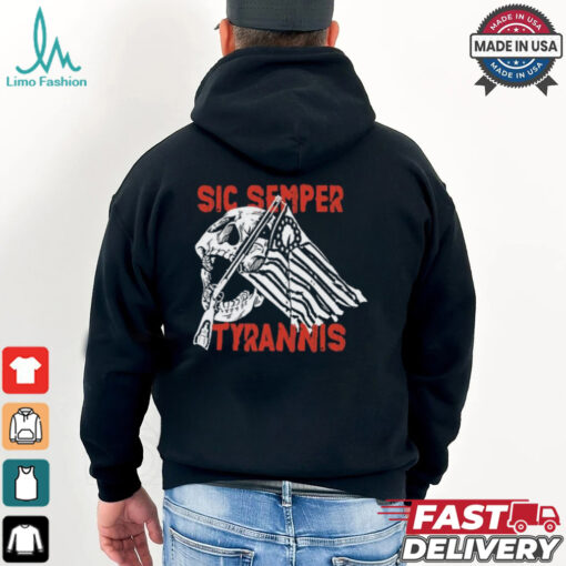 Sic Semper Tyrannis Skull America Flag T Shirt