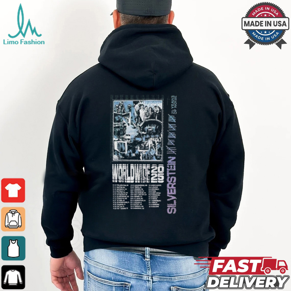 Silverstein Worldwide 25 Years Of Noise 2025 Tour T shirt Silverstein Worldwide 25 Years Of Noise 2025 Tour T shirt