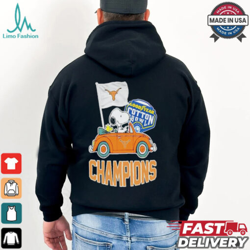 Snoopy And Woodstock Driving Car Texas Longhorns Goodyear Cotton Bowl Classic Champions College Football Playoff NCAA Season 2024 2025 T shirts