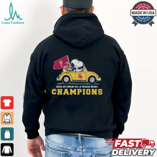 Snoopy Driving Car Arizona State Sun Devils Chick Fil A Peach Bowl Champions 2024 2025 Shirt