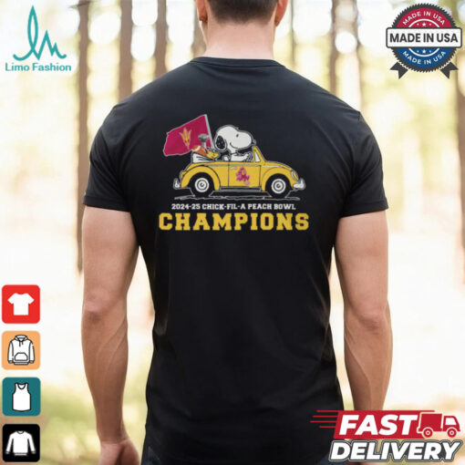 Snoopy Driving Car Arizona State Sun Devils Chick Fil A Peach Bowl Champions 2024 2025 Shirt