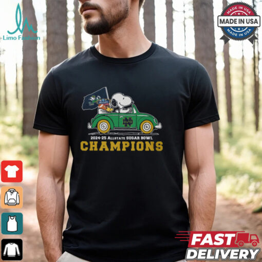 Snoopy Driving Car Notre Dame Fighting Irish Allstar Sugar Bowl Champions 2024 2025 Shirt