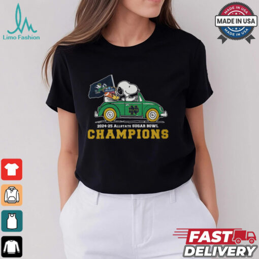 Snoopy Driving Car Notre Dame Fighting Irish Allstar Sugar Bowl Champions 2024 2025 Shirt