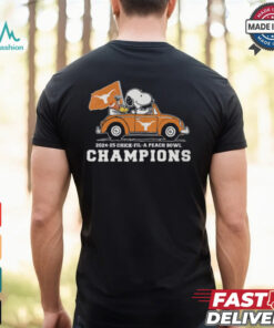 Snoopy Driving Car Texas Longhorns Chick Fil A Peach Bowl Champions 2024 2025 Shirt