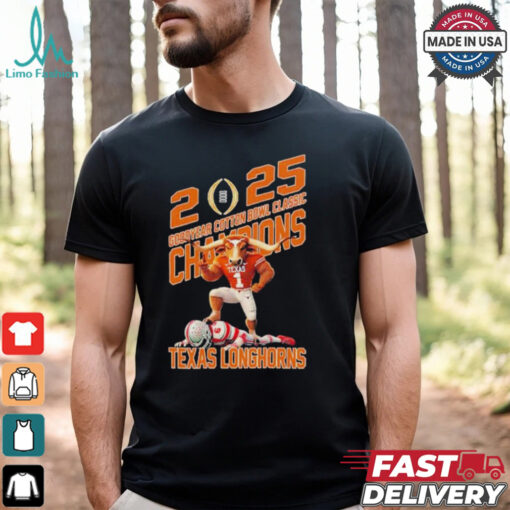 Texas Longhorns Defeat Ohio State Buckeyes Mascot Goodyear Cotton Bowl Classic Champions NCAA Bowl Games Season 2024 2025 T Shirt