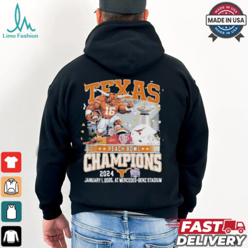 Texas Longhorns Peach Bowl 2024 Champions Mercedes Benz Stadium Mascot T Shirt