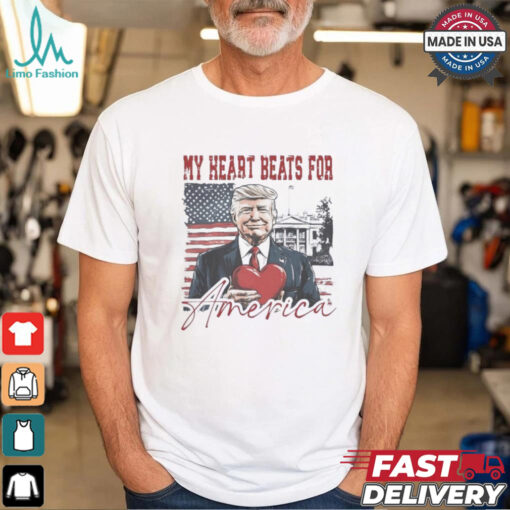 Trump Valentine My Heart Beats for America T Shirt