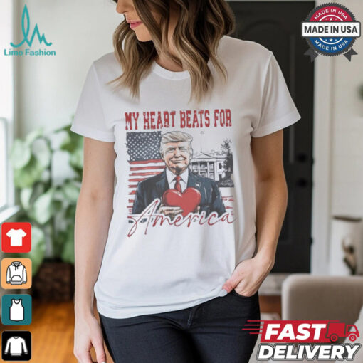 Trump Valentine My Heart Beats for America T Shirt