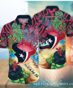 Vibrant Sunset Houston Texans Hawaiian Shirt – Beach And Lightning Design
