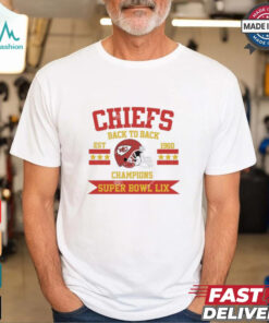 Chiefs Back to Back Champions Chiefs Super Bowl LIX Champions Helmet Shirt