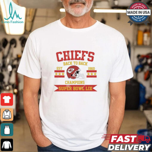 Chiefs Back to Back Champions Chiefs Super Bowl LIX Champions Helmet Shirt