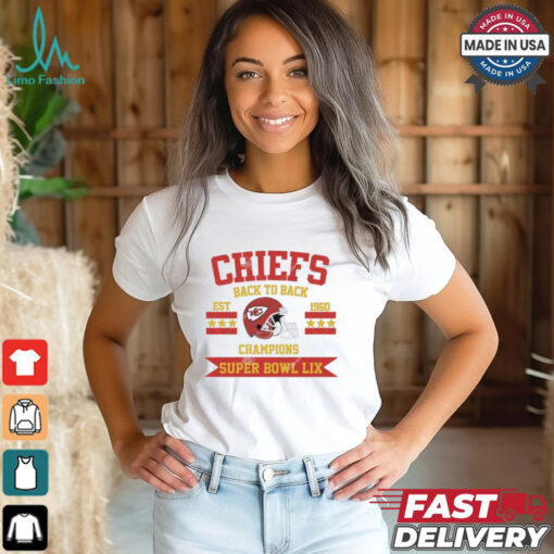 Chiefs Back to Back Champions Chiefs Super Bowl LIX Champions Helmet Shirt