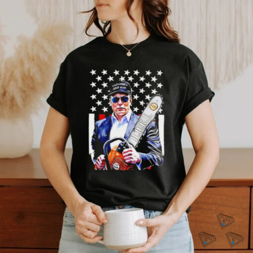 Elon Musk Chainsaw Doge USA flag shirt