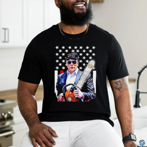 Elon Musk Chainsaw Doge USA flag shirt