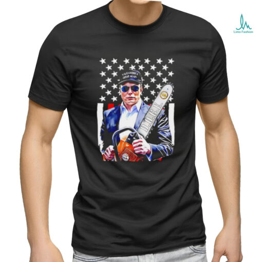 Elon Musk Chainsaw Doge USA flag shirt