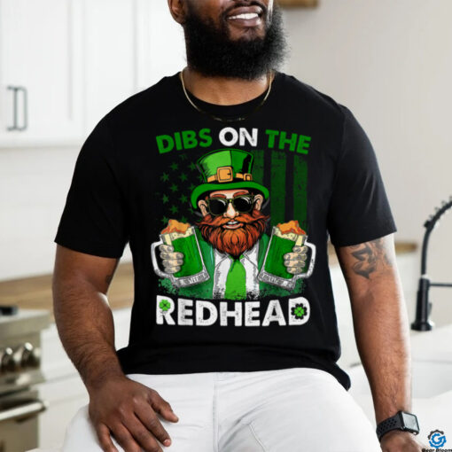 Funny Leprechaun Dibs On The Redhead St Patricks Day Mens T Shirt