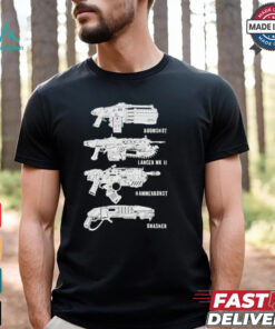 Gears Of War Boomshot Lancer Mk II Hammerburst Gnasher Weapon Stack T shirt
